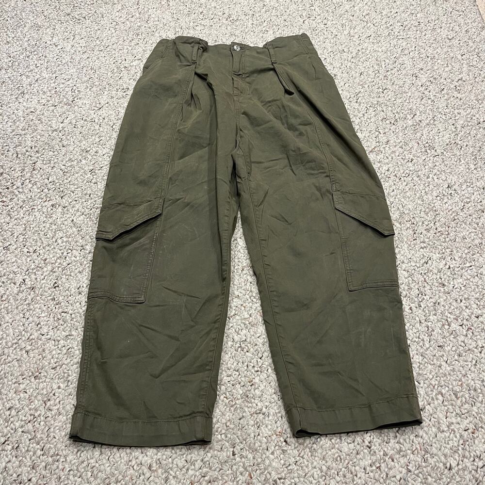 Anthropologie Edwin Harlow Crop Pleated Pants 29 Juniper Green Utility Casual